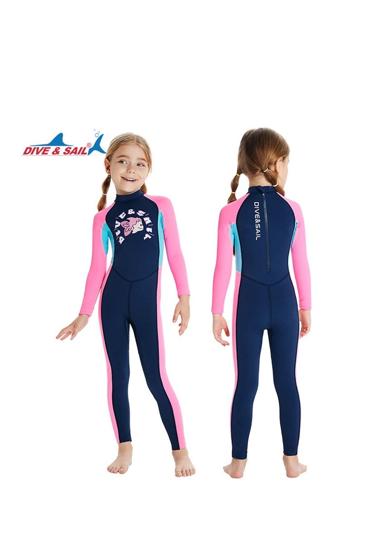 DIVE & SAIL Children's Wetsuit 2.5mm One-piece Thickened Warm Swimsuit Long-sleeved Cold Swimsuit Pink  - Image 2