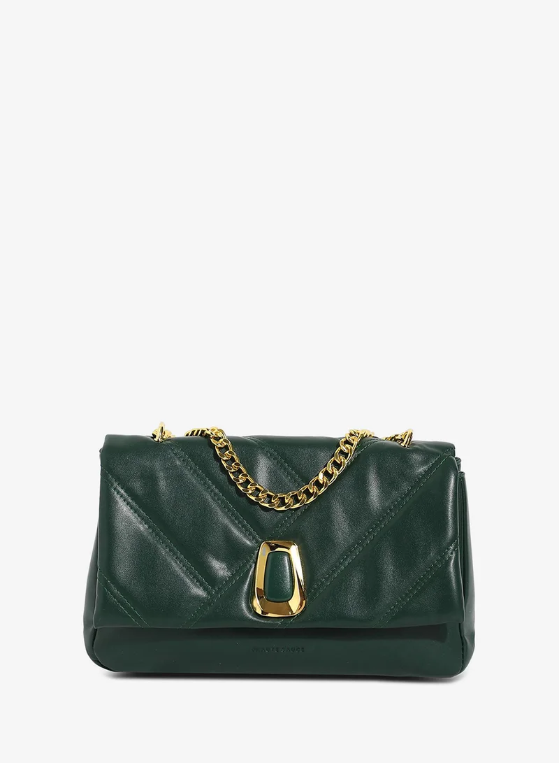 Haute Sauce Quilted Chain Handbag - Forest Green