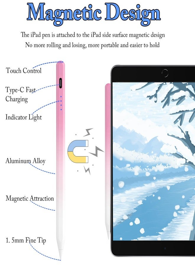 CMARS Stylus Pen for iPad(2018-2025), Pad Pencil 10th Generation with Palm Rejection, Active Digital Pencil Compatible with Apple iPad 6/7/8/9/10/A16, Pro 11"/12.9"/13"/M4, Mini 5/6, Air 3/4/5/M2/M3 - Pink - Image 5