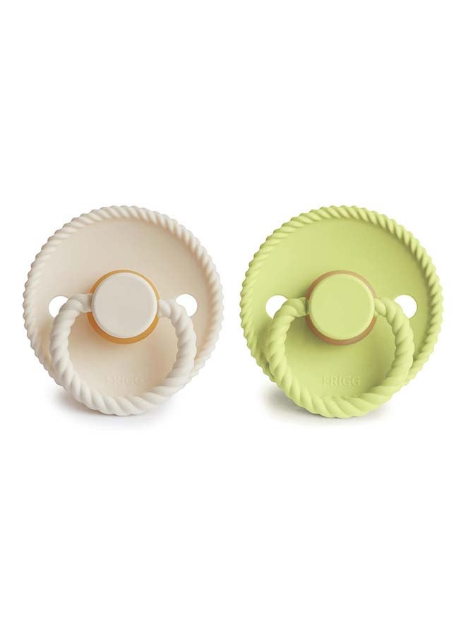 FRIGG Rope Latex Baby Pacifier 6-18M 2-Pack Cream/Green Tea - Size 2 - Image 2