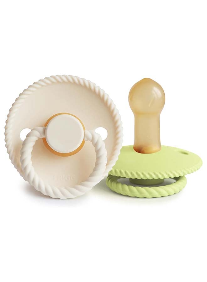 FRIGG Rope Latex Baby Pacifier 6-18M 2-Pack Cream/Green Tea - Size 2 - Image 1