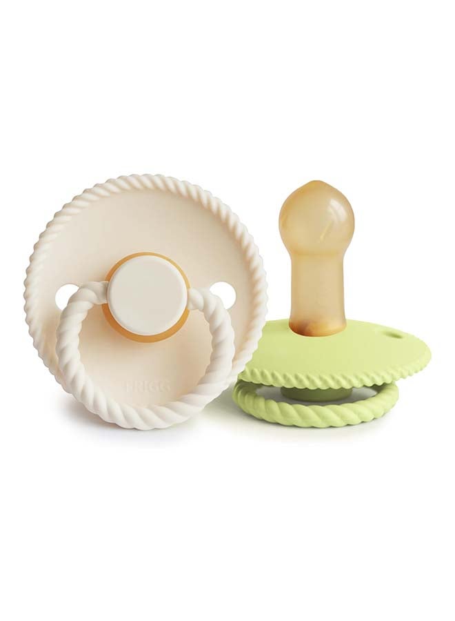 FRIGG Rope Latex Baby Pacifier 6-18M 2-Pack Cream/Green Tea - Size 2