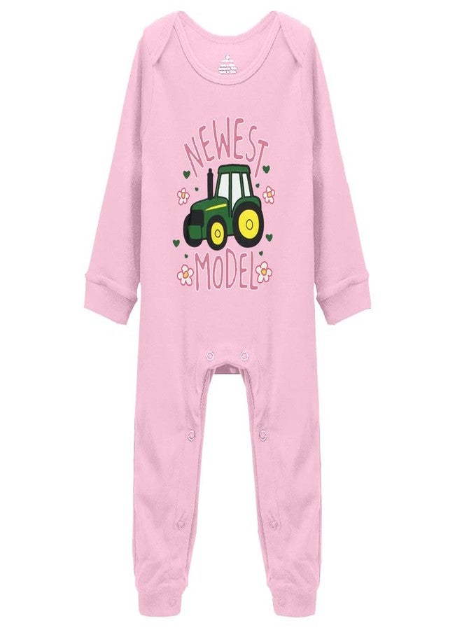 YCICIVDee Baby Bodysuit Green Tractor Model Farmer Baby Tractor Long Sleeve Rompers 0-3 Months Pink - Image 1