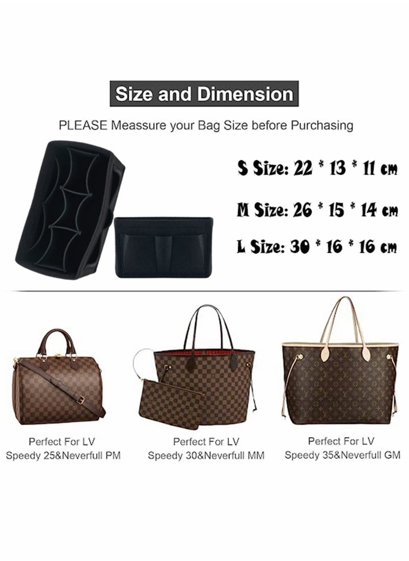 SYOSI - Black Purse Organizer Felt Bag Organizer Insert M Size Multi-Pocket Bag in Bag for Womens Handbag Travel - Image 1