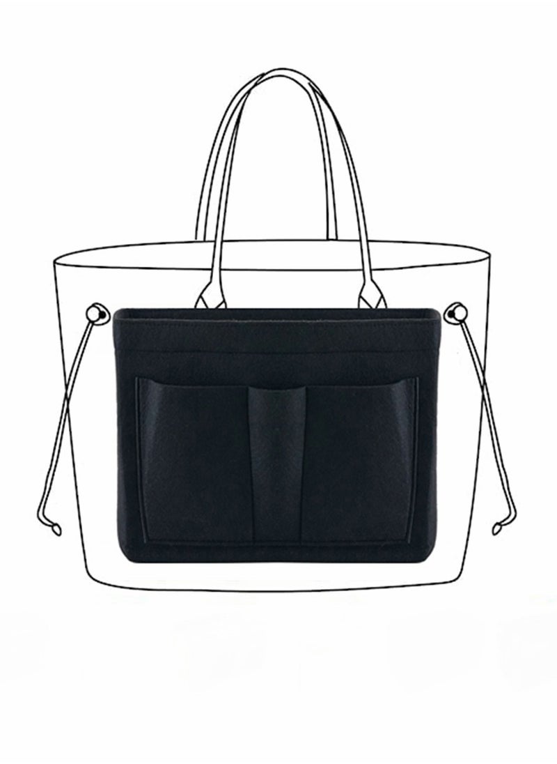 SYOSI - Black Purse Organizer Felt Bag Organizer Insert M Size Multi-Pocket Bag in Bag for Womens Handbag Travel - Image 1