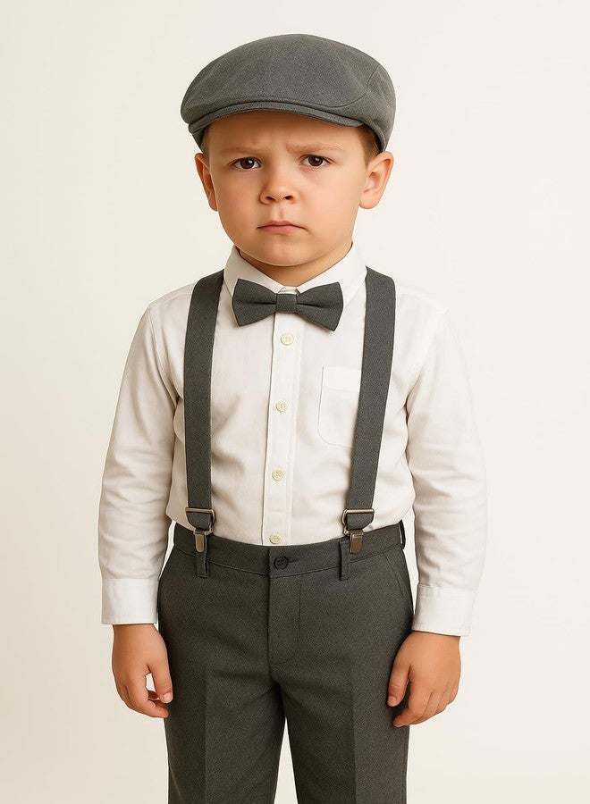 RR DESIGN Kids Classic Children's Flat Cap, Grey Polyster, Adjustable Fit, Versatile Casual and Formal Wear(Age Group 5-10 Years)-Plain Grey - Image 2