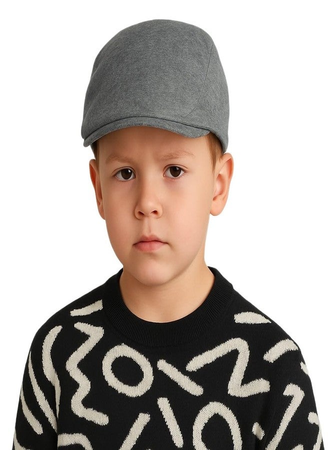RR DESIGN Kids Classic Children's Flat Cap, Grey Polyster, Adjustable Fit, Versatile Casual and Formal Wear(Age Group 5-10 Years)-Plain Grey - Image 1