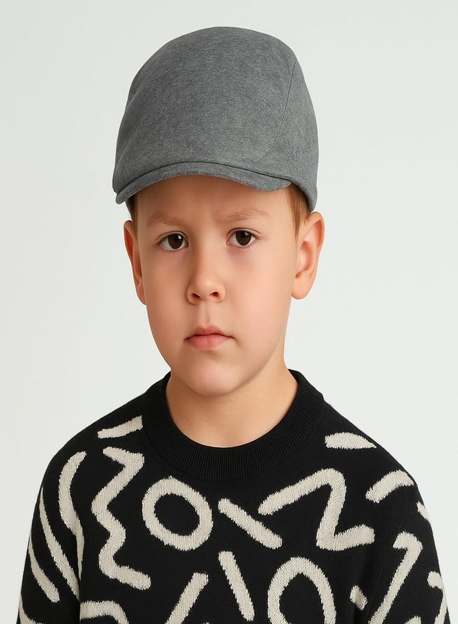 RR DESIGN Kids Classic Children's Flat Cap, Grey Polyster, Adjustable Fit, Versatile Casual and Formal Wear(Age Group 5-10 Years)-Plain Grey - Image 4