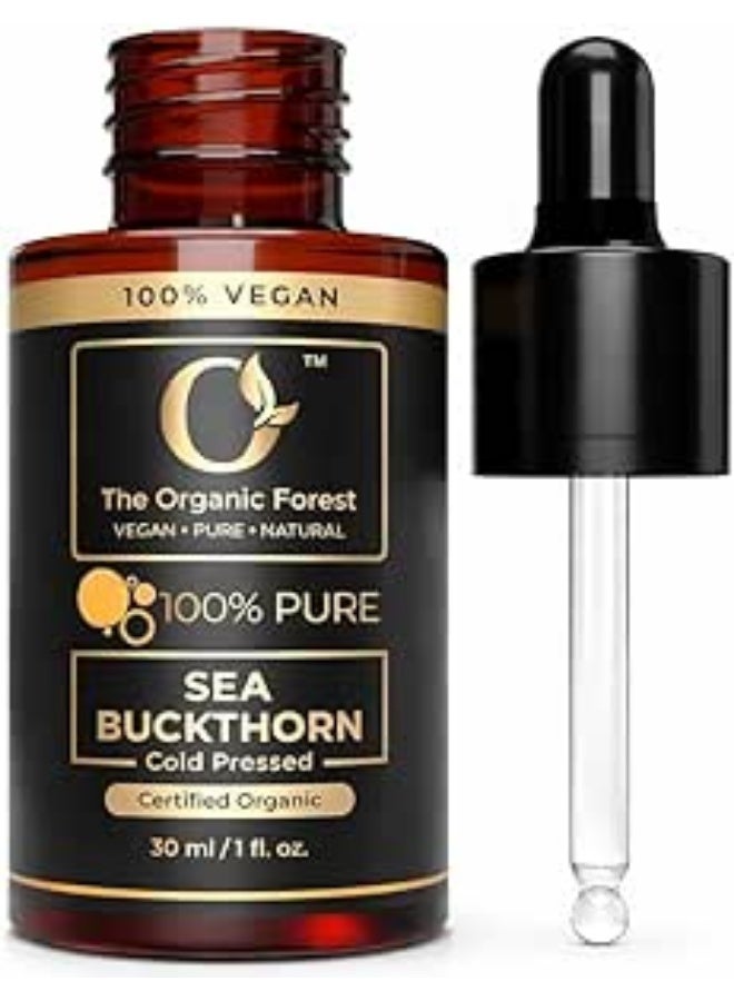 Organic Sea Buckthorn Oil for Face & Skin - Anti-Aging Seabuckthorn Facial Oil with Omega 3-6-7-9, Vitamin E & C for Gua Sha & Natural Glow