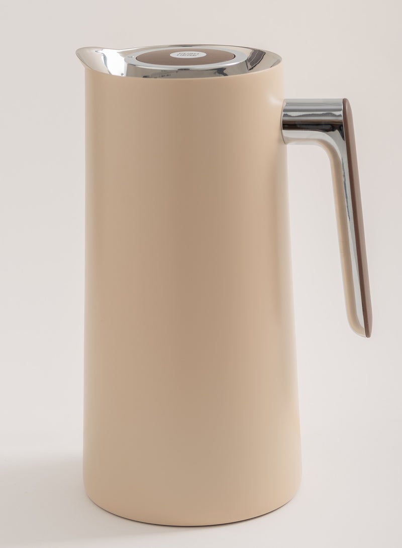 Dallaty 1L beige steel vacuum flask with wooden handle - Image 2