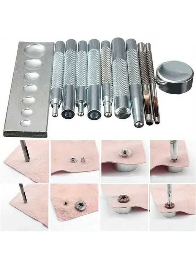 1 Set Leather Craft Snap Fastener Punch Tool Kit With Rivet Setting Dies - Image 2