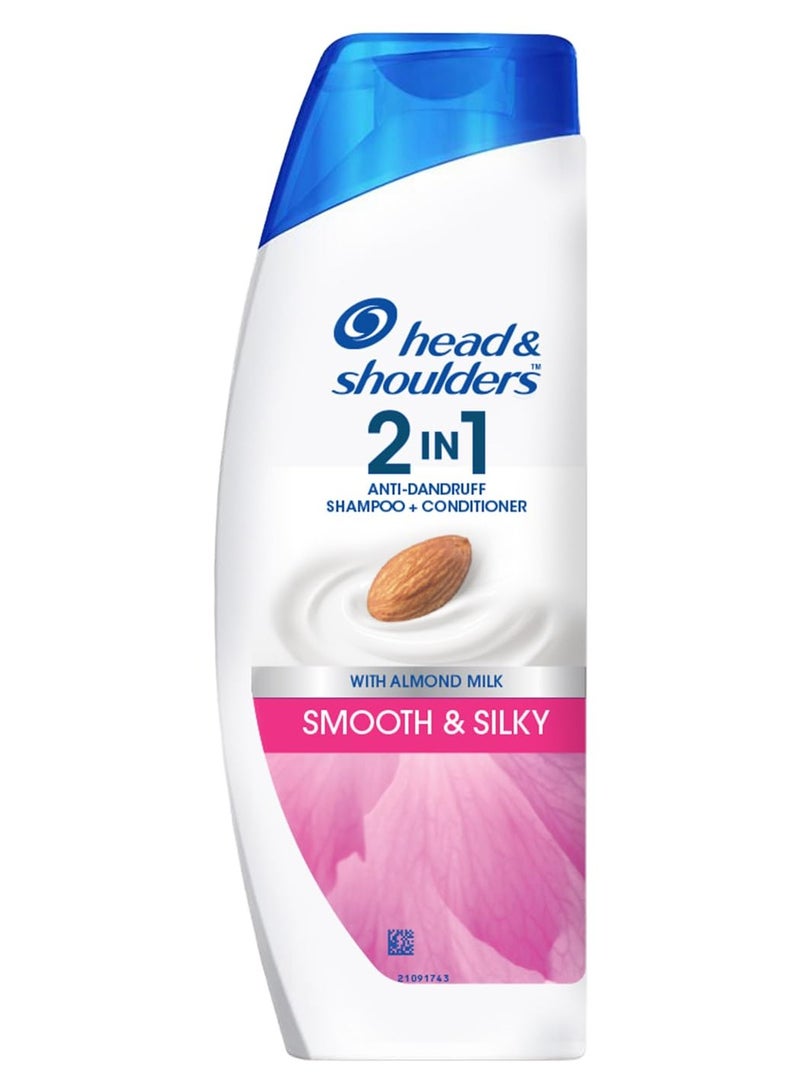 Head & Shoulders 2-in-1 Smooth and Silky Anti Dandruff Shampoo + Conditioner for Women & Men, With Almond Milk (180 ml)  - Image 1