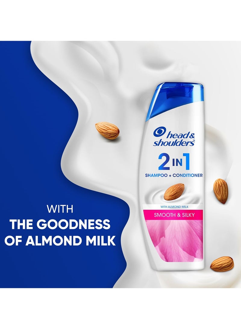 Head & Shoulders 2-in-1 Smooth and Silky Anti Dandruff Shampoo + Conditioner for Women & Men, With Almond Milk (180 ml)  - Image 4