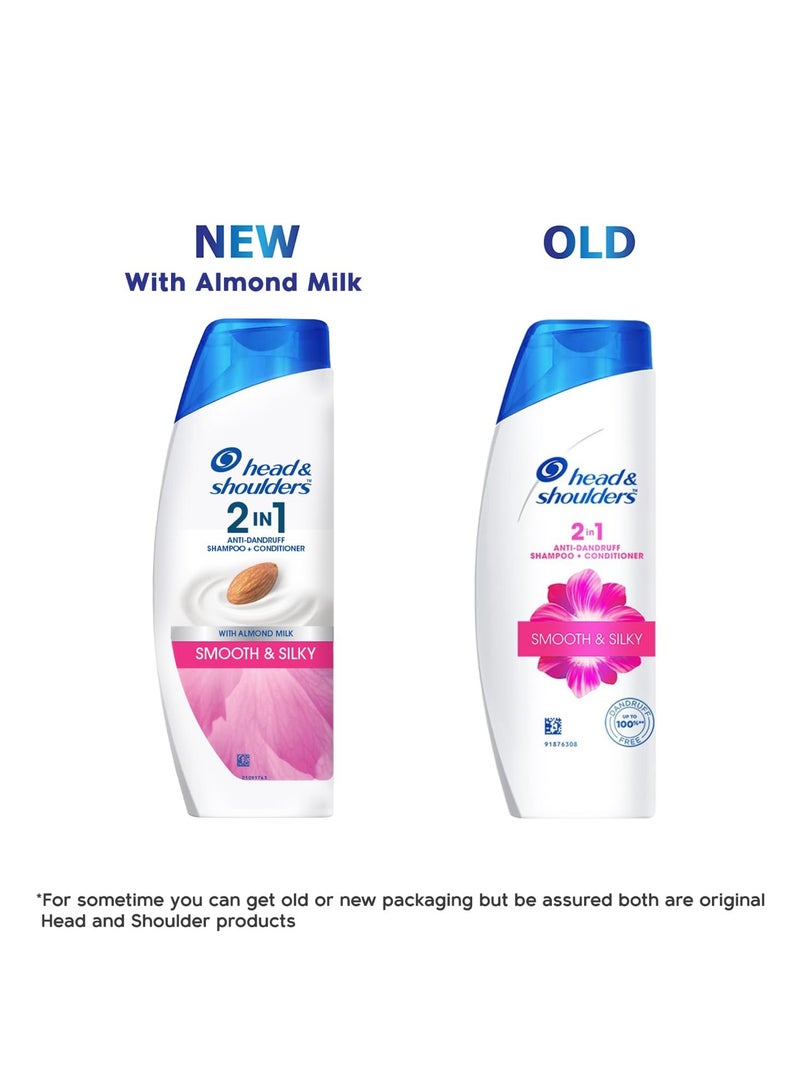 Head & Shoulders 2-in-1 Smooth and Silky Anti Dandruff Shampoo + Conditioner for Women & Men, With Almond Milk (180 ml)  - Image 2