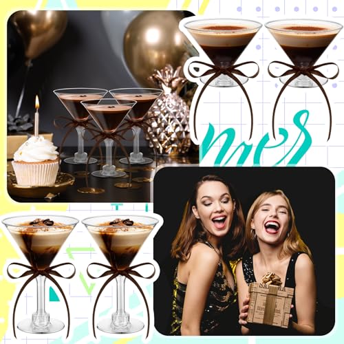 Rtteri 36 Pcs Espresso Martini Birthday Party Decor 5 oz Plastic a Tini Bit Older Party Supplies Cups with Ribbon Bachelorette Bridal Shower Decoration - Image 3