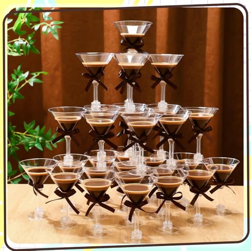 Rtteri 36 Pcs Espresso Martini Birthday Party Decor 5 oz Plastic a Tini Bit Older Party Supplies Cups with Ribbon Bachelorette Bridal Shower Decoration - Image 2