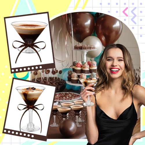 Rtteri 36 Pcs Espresso Martini Birthday Party Decor 5 oz Plastic a Tini Bit Older Party Supplies Cups with Ribbon Bachelorette Bridal Shower Decoration - Image 4