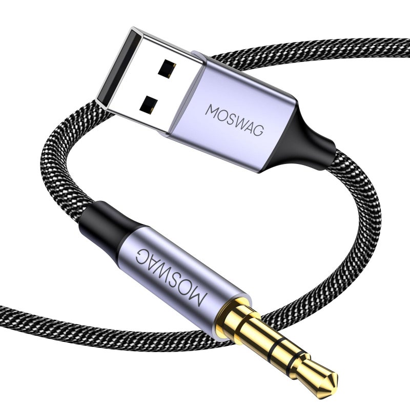 MOSWAG USB to 35mm TRS Audio Jack Adapter USB Male to 35mm AUX Stereo Audio Cable Nylon Braided AUX Converter for PC Laptop Windows Mac OSX HeadphonesDoes not Support Car Mic and Charging - Image 2