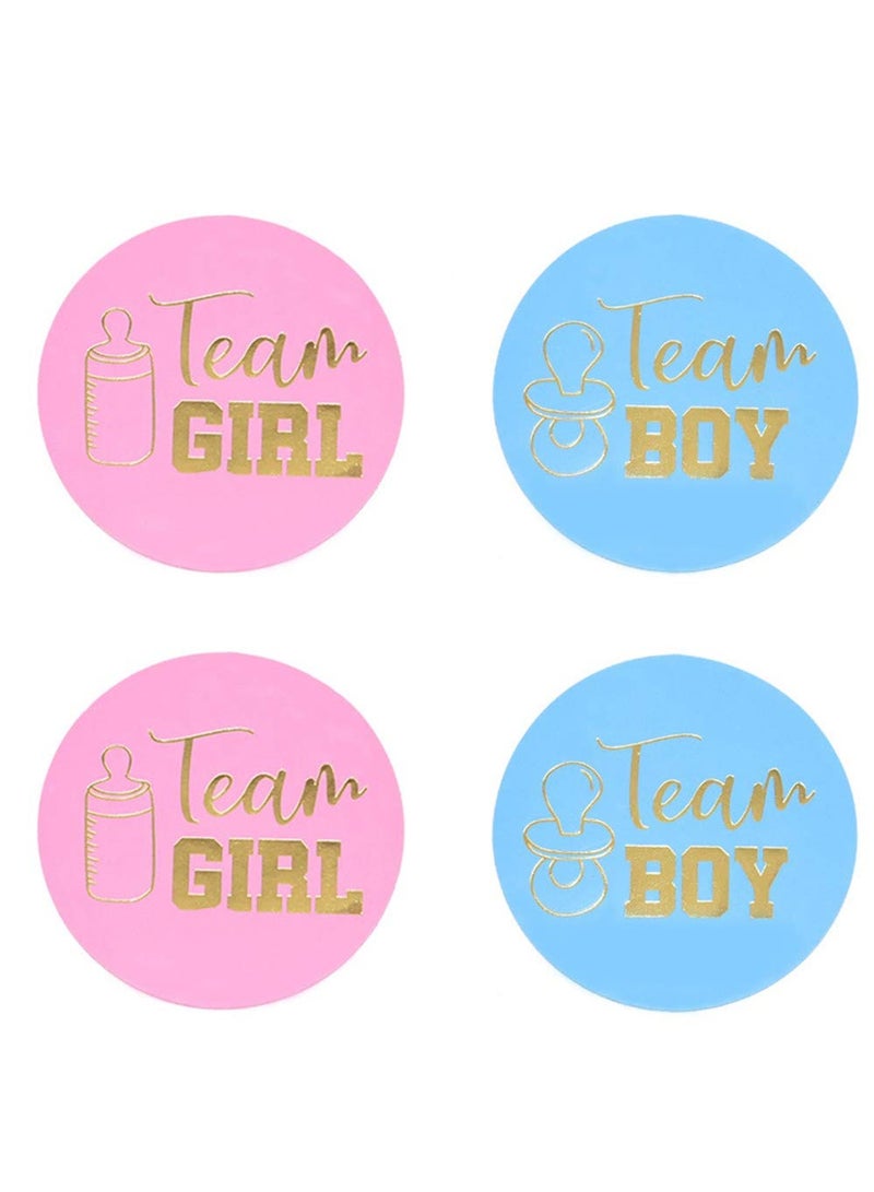 Gender Reveal Stickers Set, 72 Baby Labels with Glitter Letters for Team Boy and Team Girl for Baby Shower and Gender Reveal Celebrations - Image 1