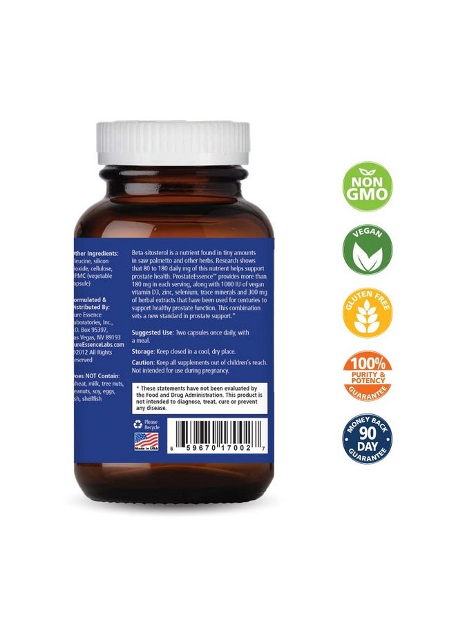 Prostate Essence W/Vitamin D3 Selenium Zinc Supplements And More Mens Vitamins And Herbal Supplement For Prostate Health W/Beta Sitosterol 60 Caps For Men