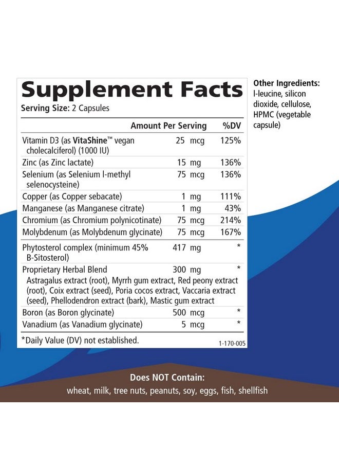Prostate Essence W/Vitamin D3 Selenium Zinc Supplements And More Mens Vitamins And Herbal Supplement For Prostate Health W/Beta Sitosterol 60 Caps For Men