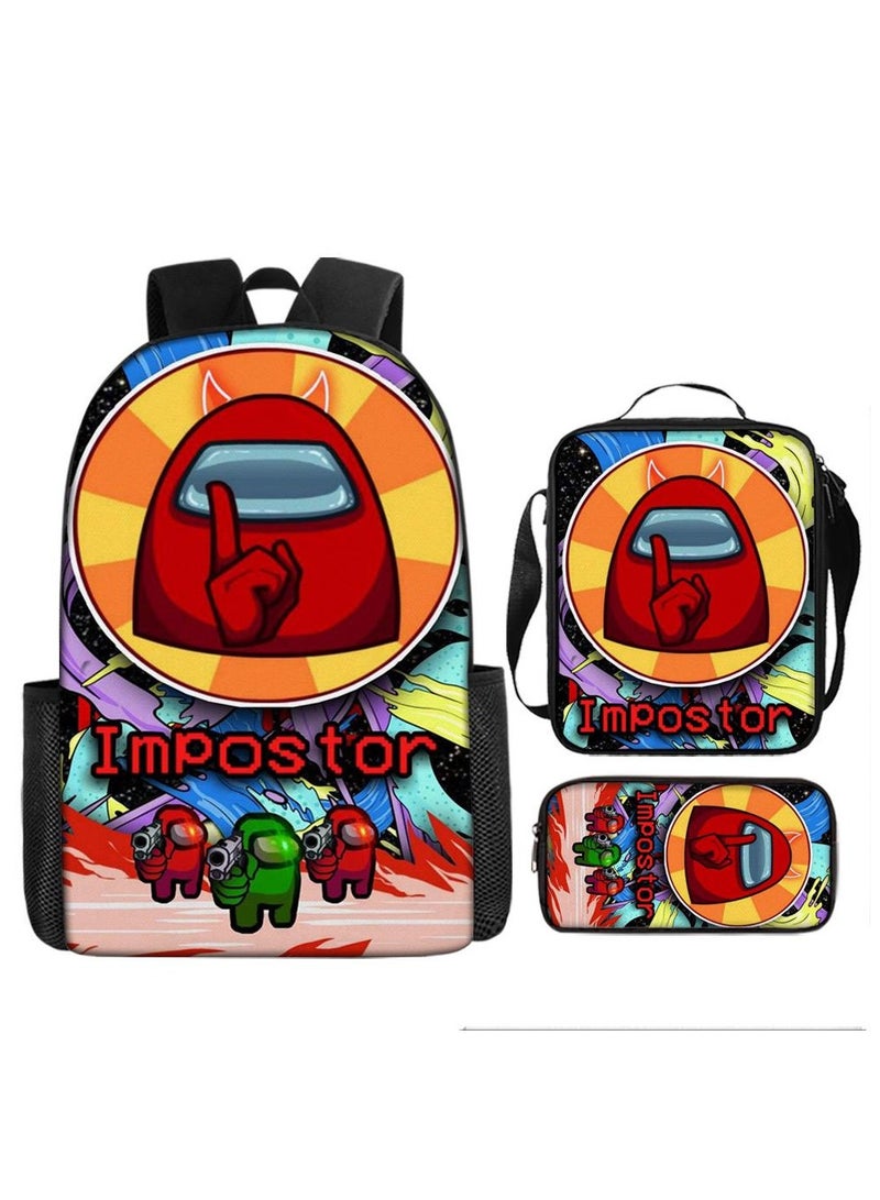 Among Us 3-Piece Among Us student backpack cartoon backpack children's backpack shoulder bag