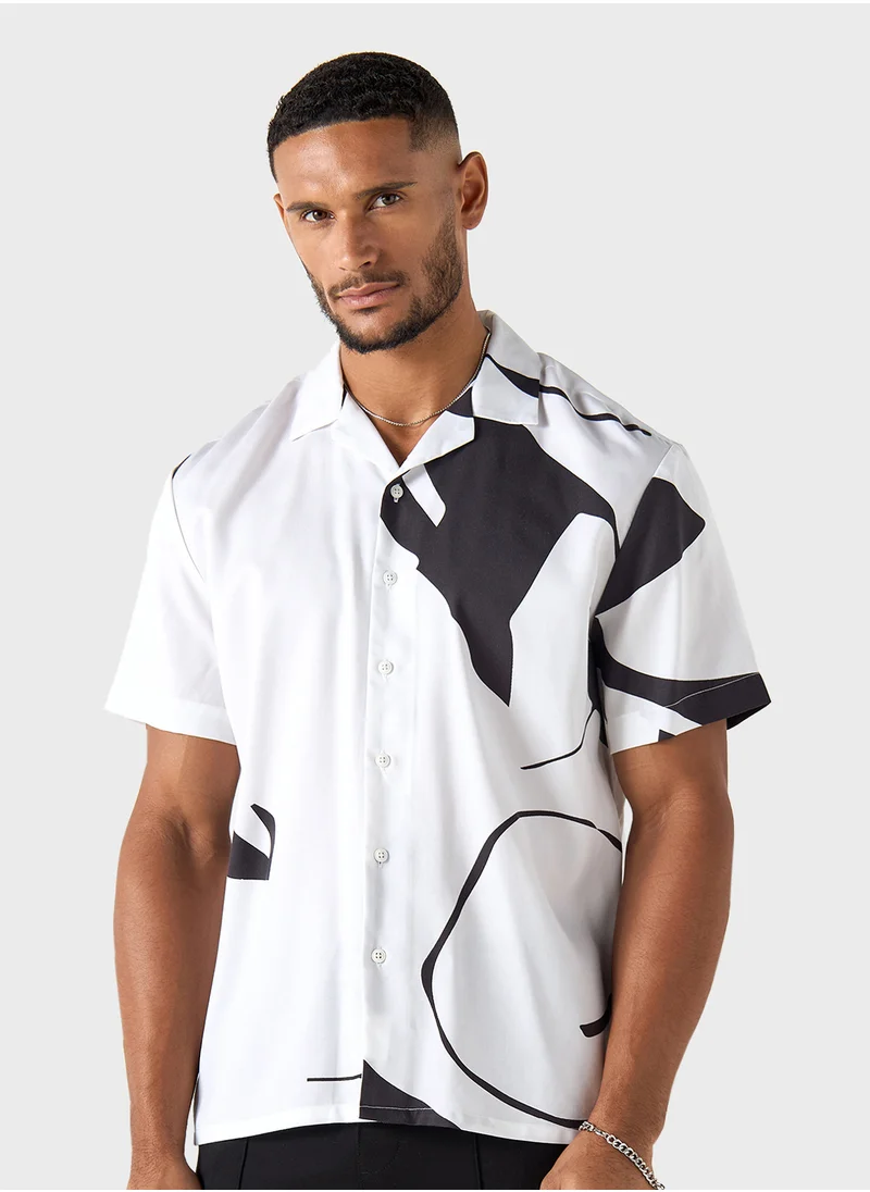 Iconic Iconic All-Over Print Camp Collar Shirt with Short