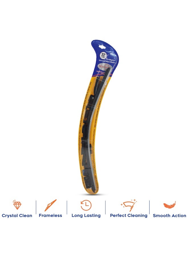 Vision X Universal 22 Inch All Weather Car Wiper Blade with 10 Adapters, Natural Rubber, Anti-Noise, Metal Body, Streak-Free Clear Vision - Image 3