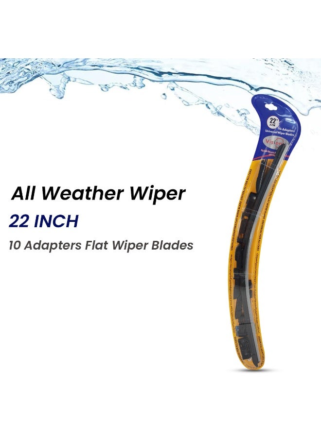 Vision X Universal 22 Inch All Weather Car Wiper Blade with 10 Adapters, Natural Rubber, Anti-Noise, Metal Body, Streak-Free Clear Vision - Image 4