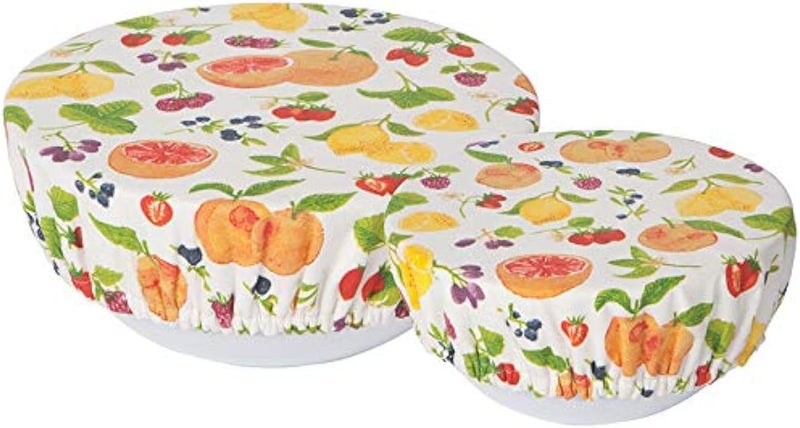 Now Designs Now Designs Fruit Salad Save It Reusable Cotton Bowl Covers 75 and 925 inch Set of 2 - Image 1