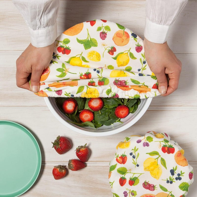 Now Designs Now Designs Fruit Salad Save It Reusable Cotton Bowl Covers 75 and 925 inch Set of 2 - Image 5