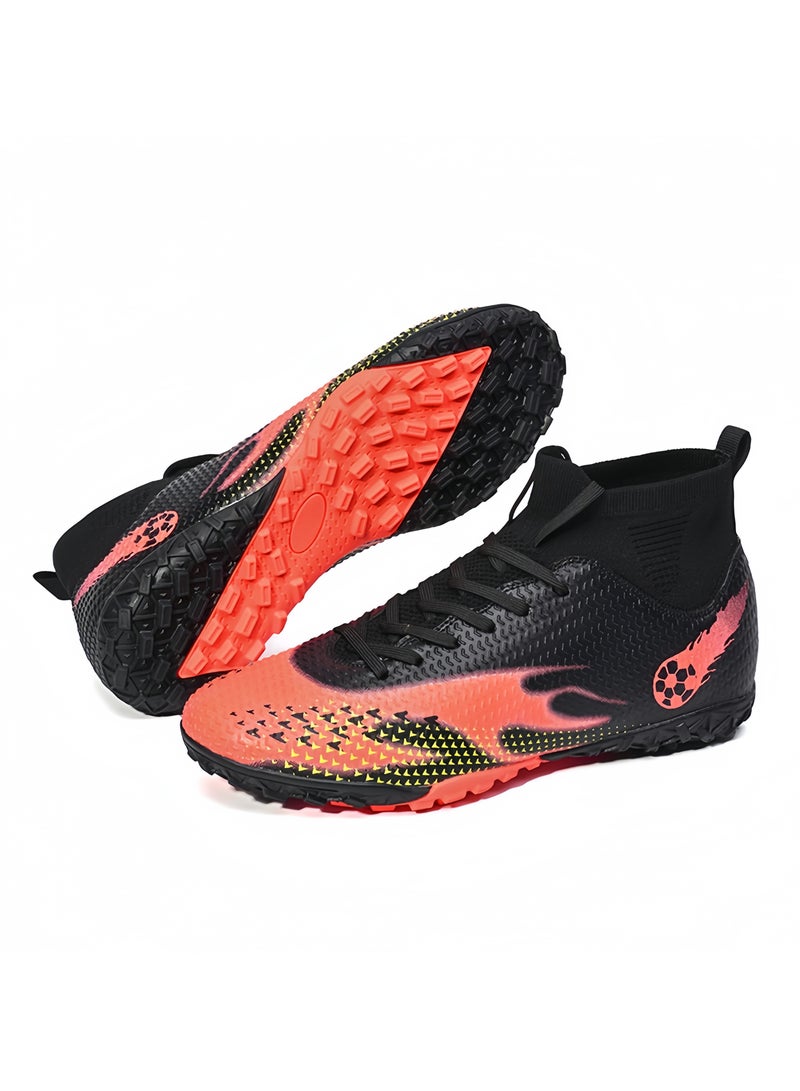 SKT Shiketro Men's and Women's High-Top Soccer Shoes with Short, Non-Slip Spikes for Outdoor Grass Competition Training - Image 1