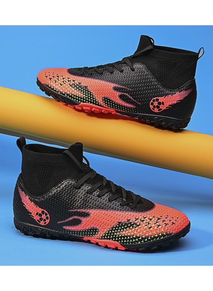 SKT Shiketro Men's and Women's High-Top Soccer Shoes with Short, Non-Slip Spikes for Outdoor Grass Competition Training - Image 3