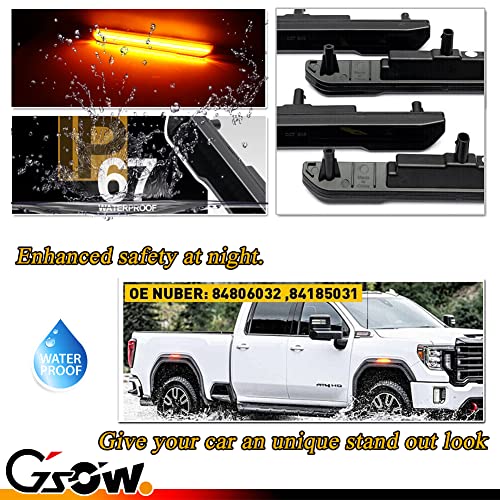GSOWO 4 PCS Smoked LED Side Marker Light for Sierra 2500HD 3500HD 2020-2024, Full LED Strip Amber Front & Amber Rear Bumper Light, Pickup Truck Fender Driver Passenger Sidemarker Lamps, Car Accessory - Image 5