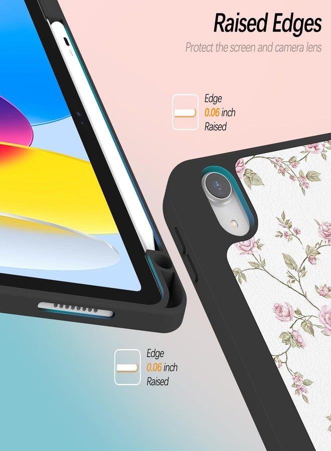 Xkladz جراب Xkladz لجهاز iPad Air مقاس 11 بوصة M2 (2024) / iPad Air الجيل الخامس / الرابع 2022/2020 مقاس 10.9 بوصة، مزود بحامل قلم، وخاصية التشغيل/الإيقاف التلقائي، بتصميم أنيق وجذاب، مزين بزهور وردية. - Image 3