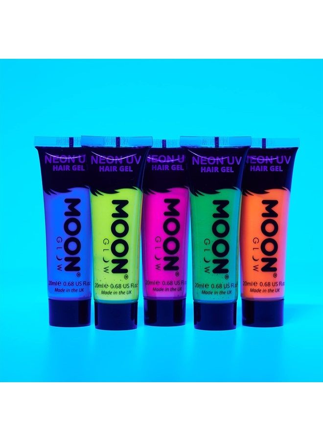 Moon Glow جل شعر نيون أسود مضيء - 0.67 أونصة مجموعة من 5 أنابيب - لون شعر مؤقت يغسل - ابرز وتألق! - Image 4