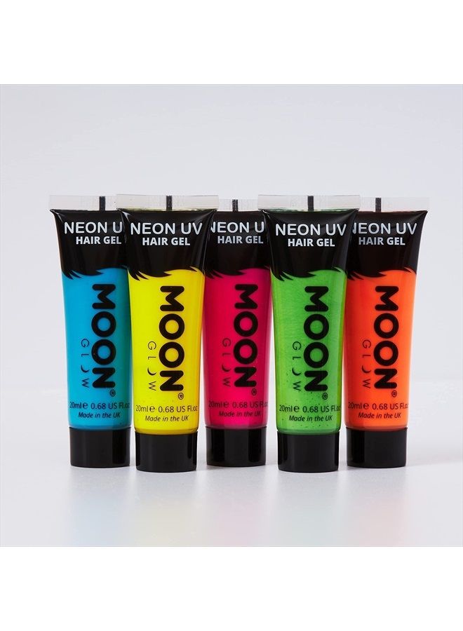 Moon Glow جل شعر نيون أسود مضيء - 0.67 أونصة مجموعة من 5 أنابيب - لون شعر مؤقت يغسل - ابرز وتألق! - Image 2