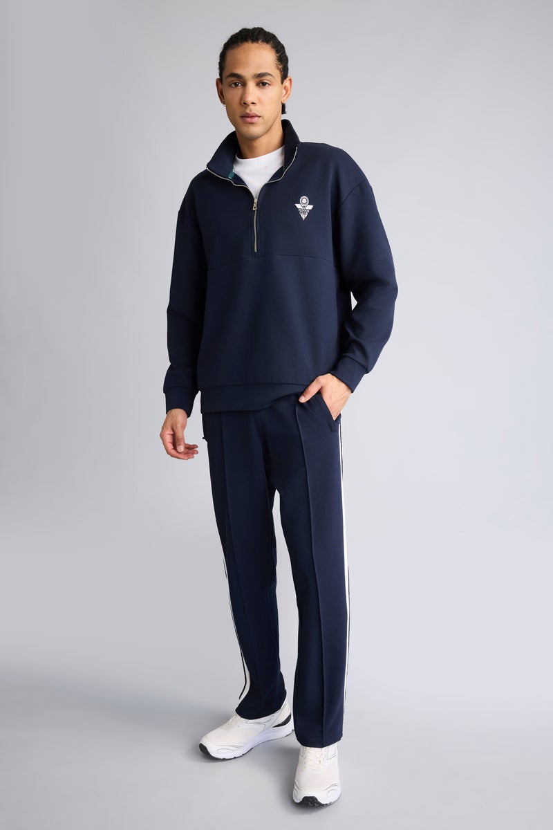 DeFacto Blue Man Boxy Fit High Neck Sports Sweatshirt Casual - Image 2