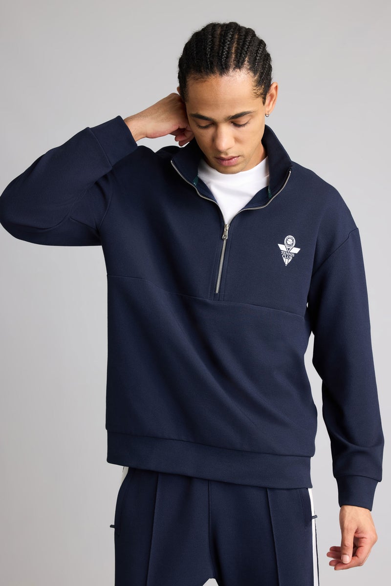 DeFacto Blue Man Boxy Fit High Neck Sports Sweatshirt Casual - Image 3