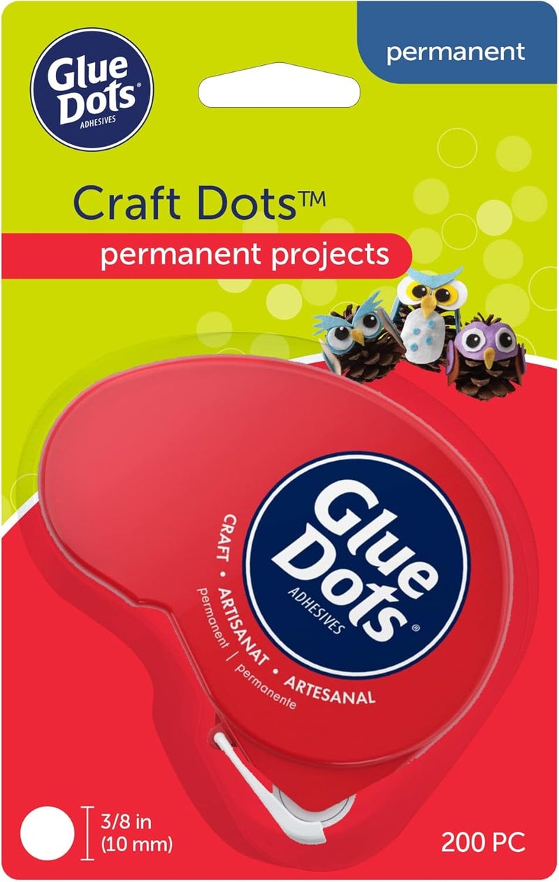 Glue Dots Permanent Dot N' Go Craft Dispenser with 200 (.375 Inch) Adhesive Dots (04484) - Image 1
