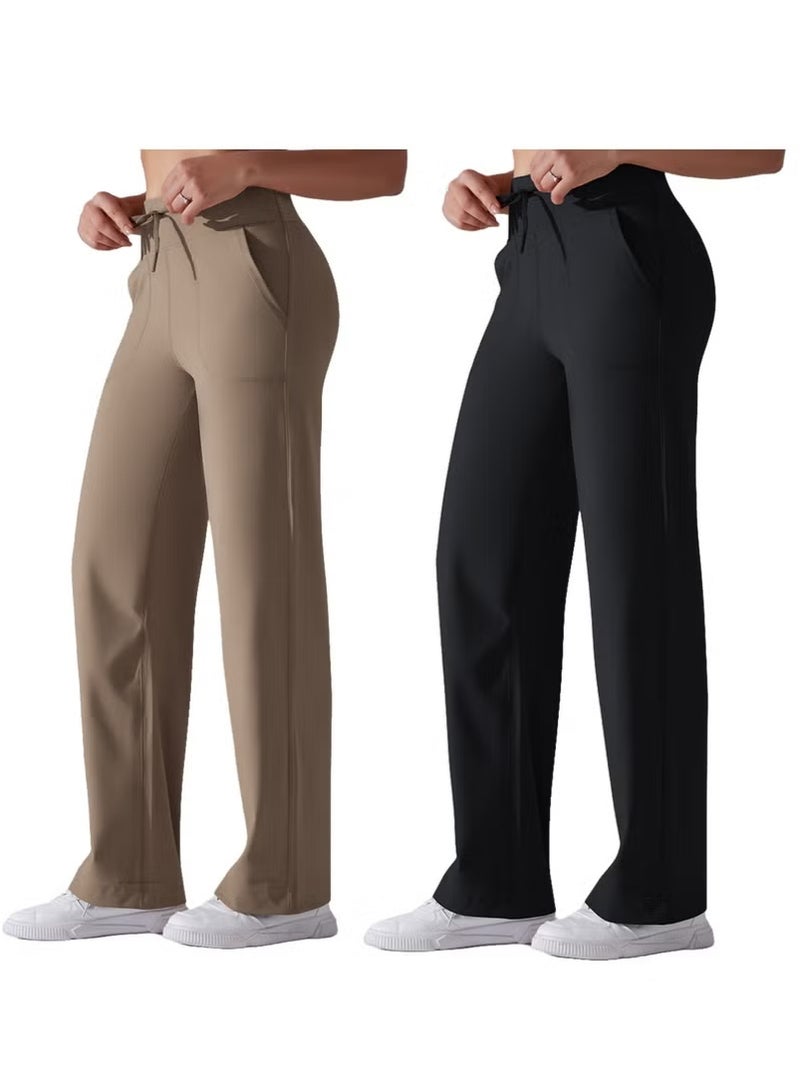 RedMapleTEK Breathable Loose Fit High Waist Pocket Nine Points Casual Jogging Yoga Pants 2 Pieces - Image 1
