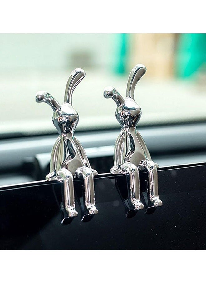 Set of 2 Rabbit Car Ornaments Light Luxury Chrome Plated Bunny Figurines Cute Creative Car Interior Decor for Centre Console Jewelry  Daily Commutes Road trips and as unique gifts for car lovers - Image 4