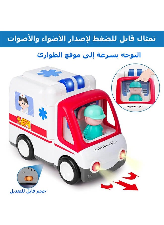 Riolio Ambulance Toy Inertia Powered Car with Lights and Sound, Rescue Role-Playing Set, Play and Learn Toddler Toy, Ideal for 1-3 Year Old Boys, Kids Truck Toy for Party, Birthday, Ramadan Gift  - Image 3
