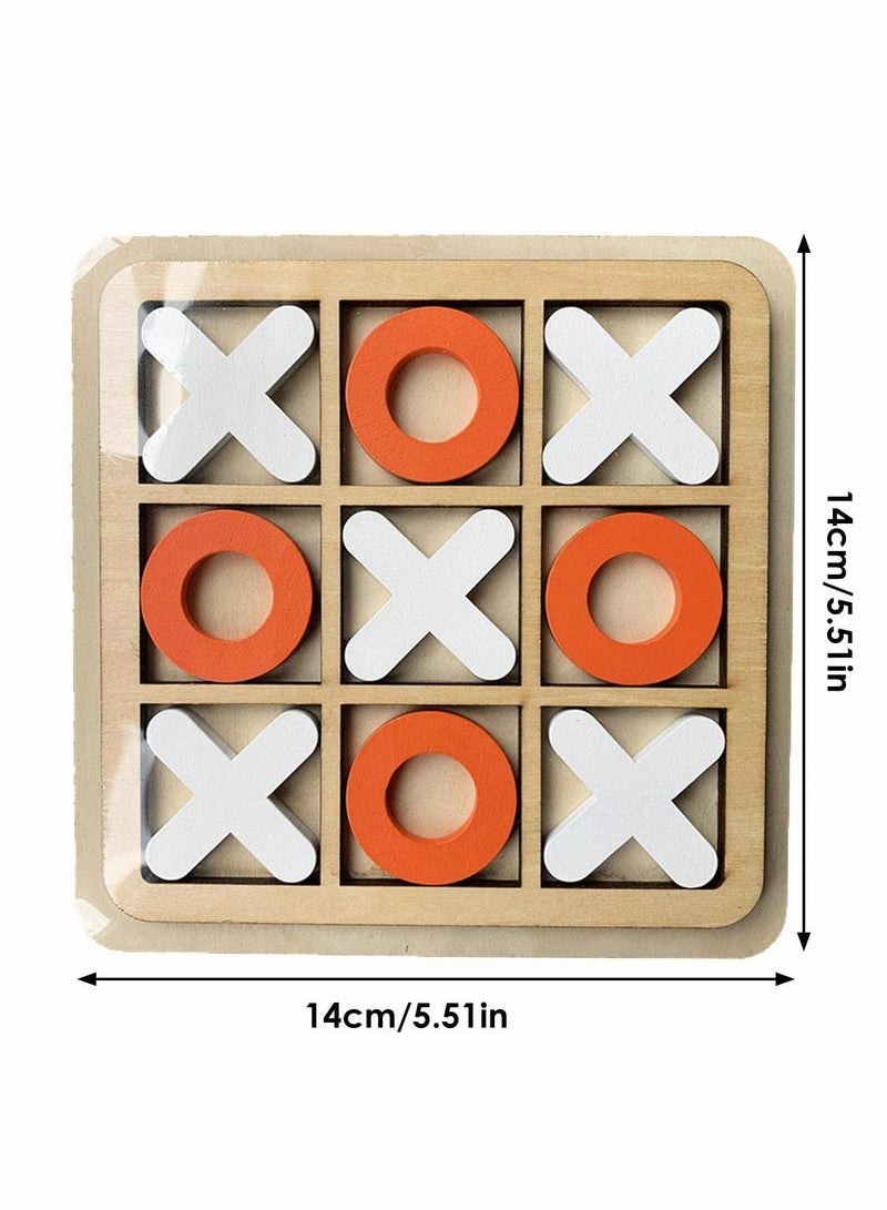 Tic-Tac-Toe Game Toy, Classic Wooden Checkerboard Educational Family Game Toys Set, Portable Casual Tabletop Game for Adults and Kids, Party Classroom Games (White and Orange)  - Image 5