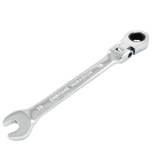 HARSKIYER 13mm Flex Head Ratchet Wrench, 12 Point Chrome Vanadium Steel Combination Spanner with 72 Tooth Ratcheting Gear, Metric Industrial Grade Tool for Automotive and Mechanical Maintenance - Image 1