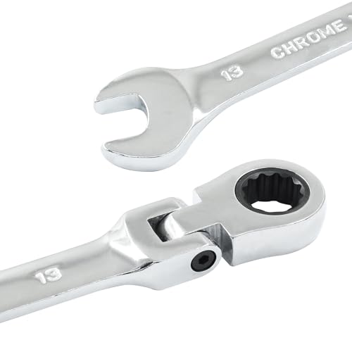 HARSKIYER 13mm Flex Head Ratchet Wrench, 12 Point Chrome Vanadium Steel Combination Spanner with 72 Tooth Ratcheting Gear, Metric Industrial Grade Tool for Automotive and Mechanical Maintenance - Image 2