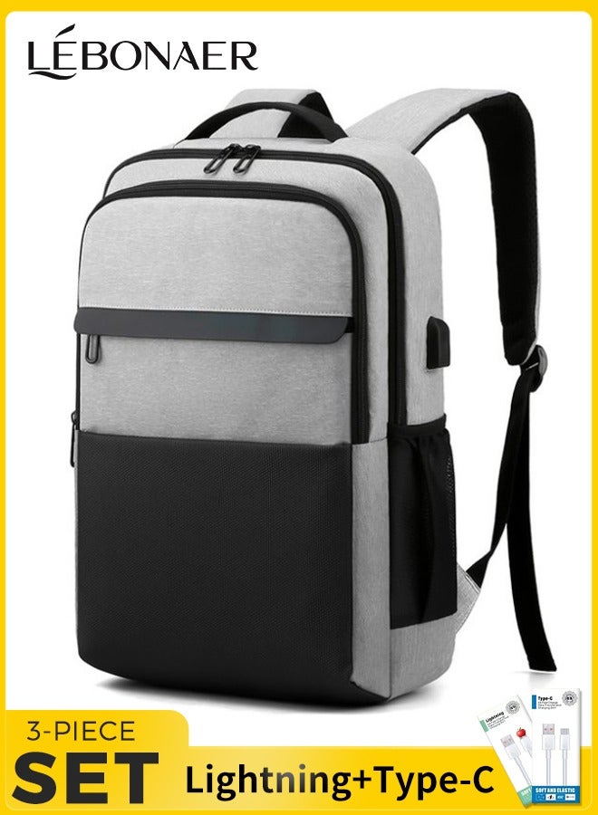 lebonaer Upgraded Multi-Layer Backpack with USB Charging Port, Smart 15.6 Inch Laptop Backpack with Anti-Theft Hidden Pocket, Large Capacity College Backpack for Men & Women, Organized Compartments for iPad, Camera, Keyboard, Gadgets, Ergonomic Breathable Honeycomb Mesh Back Panel & S-Curve Straps for Maximum Comfort, Durable Scratch-Resistant Nylon Travel Backpack, Ideal for Work, Commute, College, Adventure | Intelligent Organization | Modern Style | Secure Storage | External USB Port | Power Bank Compatible | On-the-Go Charging | Dedicated Laptop Compartment | Multiple Pockets | Valuables Protection | Heat Reduction | Weight Distribution | Lightweight Feel | Heavy Load Support | Long Commute Comfort | High-Density Nylon | Light Moisture Resistance | Reinforced Double Zippers | Smooth Gliding | Luggage Strap | Gradient Reflective Strips | Night Safety | Trendy Design | Everyday Life Essential | Reliable Partner | Simplified Carrying | Connected Lifestyle | Game-Changing Feature | Fumble-Free - Image 1