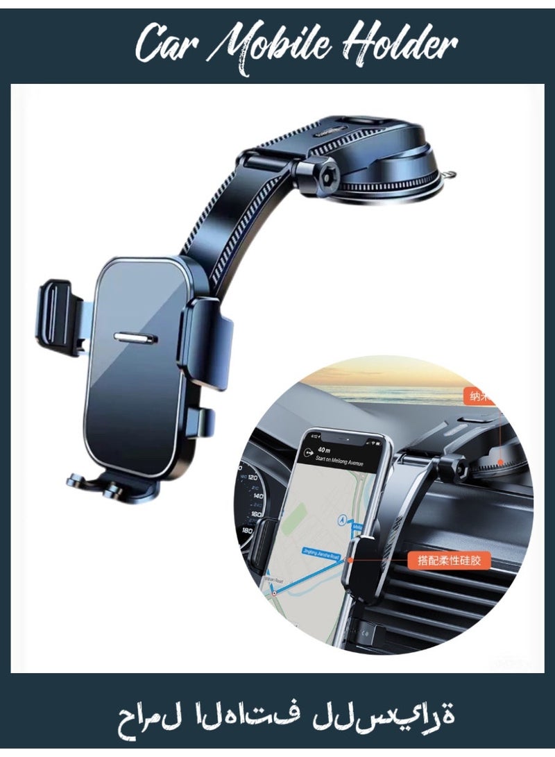 Car Mobile Holder Ultra-Stable Strong Suction Cup - 3-in-1 for Dashboard/Windshield/Air Vent, Universal Fit 4.5-7.2 Inch Phones, Compatible with iPhone 16/15, Galaxy S24/S23, Xiaomi - Black | Noom Best Seller - Image 1