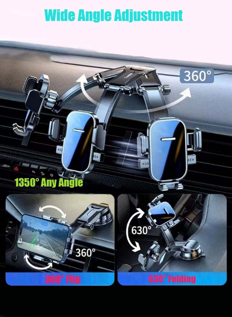 Car Mobile Holder Ultra-Stable Strong Suction Cup - 3-in-1 for Dashboard/Windshield/Air Vent, Universal Fit 4.5-7.2 Inch Phones, Compatible with iPhone 16/15, Galaxy S24/S23, Xiaomi - Black | Noom Best Seller - Image 4