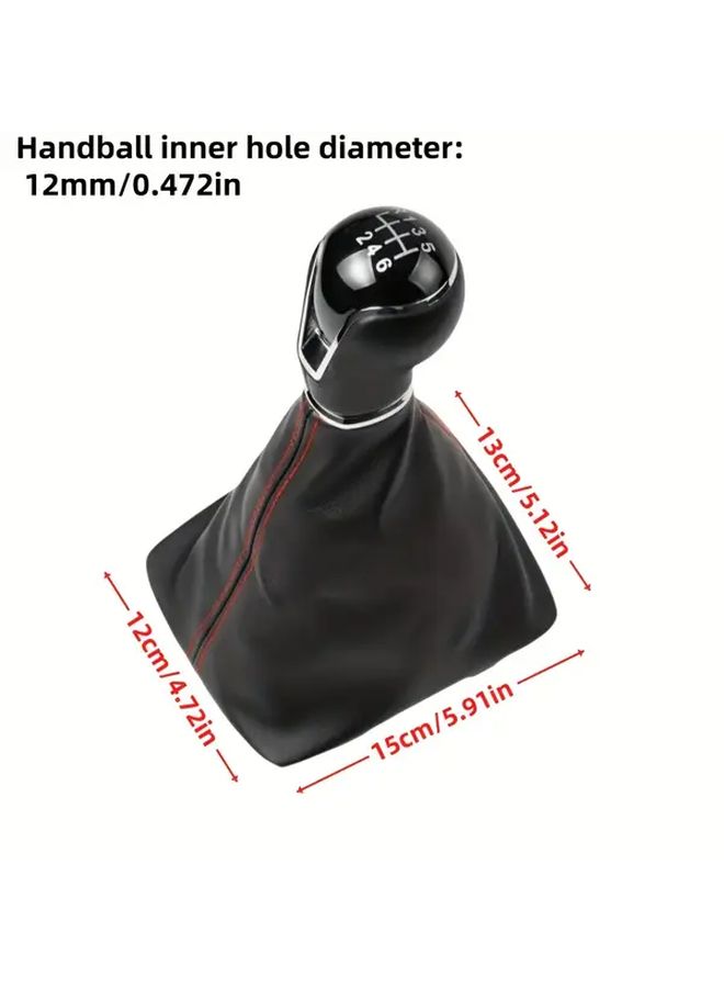 1 Pcs Manual 5 6 Speed Gear Shift Knob Head Lever Stick Pen Fit For Seat Leon Iii 3 Mk3 2012 2017 Faux Leather Black Line Dust Cover Gaiter Boot Cover - Image 2